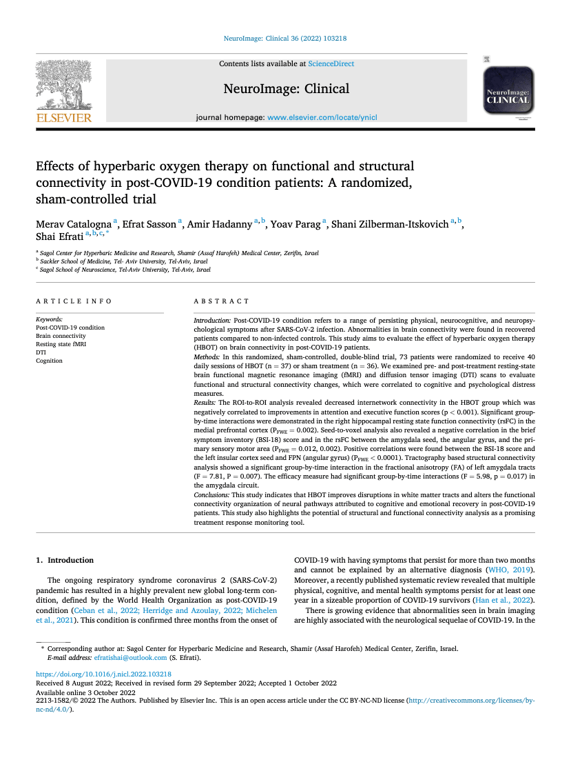 effects of hyperbaric oxygen therapy on funcitonal adn structural connectivity in post covid 19 condition patients: arandomized, sham controlled trial, long covid, long haulers, long haulers syndrome, covid cough, shortness breath, covid fatigue, hbot, hyperbaric oxygen therapy, oxygen therapy, hyperbarics, provo, orem, autism, autoimmune disease, regenerative medicine, Covid, Long Term Symptoms, long covid, long hauler, Fatigue, Autism, Add, Adhd, Hdd, Alzheimers treatment, Dementia help, Anti Aging , Autoimmune Diseases, Allergies, Cancer help, Radiation Damage, Cerebral Palsy, Detoxification, Diabetes, Neuropathy, Depression, Wound Healing & Diabetic Ulcers, Fibromyalgia, Heart Disease, Stroke, Inflammation, Lyme Disease, Migraines, Mold Illness, Pre surgery, Post Surgery, Traumatic Brain Injury, TBI, Ptsd, Concussion, Chronic Stress, Training, Exercise Recovery, Sports Injury, decompression sickness, diving medicine, oxygen, o2, hyperbaric, hyperbaric therapy, scuba diving, scuba sickness, diving sickness, bubbles in brain, decompression, pressure, chamber, oxygen chamber, hyperbaric oxygen chamber, hyperbaric chamber, hyperbaric rental, hyperbaric retailer, buy hyperbaric chamber,  doctor hyperbaric, hyperbaric provider provo, hyperbaric provider orem, hyperbaric utah, hbot therapy, hbot therapy near me,oxygen chamber near me, hyperbaric oxygenation, pressurized oxygen chamber, soft shell chamber, oxygen treatments, hbot cost, buy hbot chamber, hbot hyperbaric oxygen therapy, pure oxygen chamber, barometric chamber for healing, mild hbot, hyper oxygen chamber, hyper oxygenate, hyper baric oxygen chamber, summit to sea hbot, at home hbot, hyper baric treatment, oxygen treatment for autism, 100 oxygen chamber, isobaric chamber healing, oxygen baric chamber