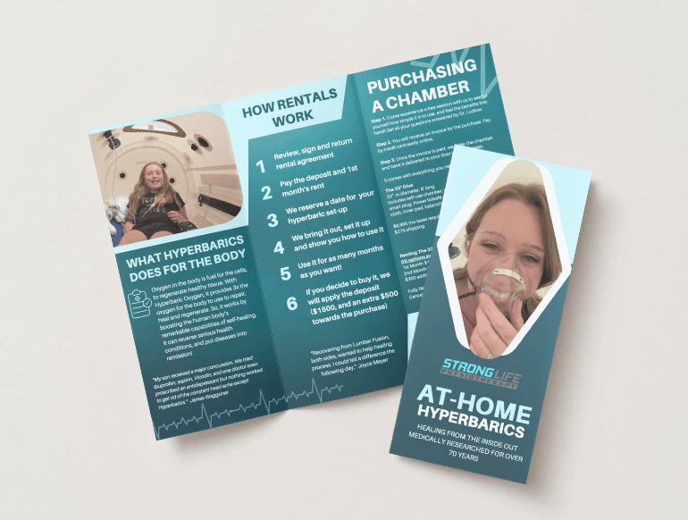 Hyperbaric rental brochure explaining how to rent hyperbaric Utah for at home HBOT